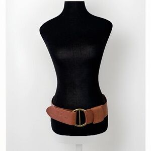 Lauren Ralph Lauren Wide O Ring Statement Leather Belt Brown Sz S Preppy Boho